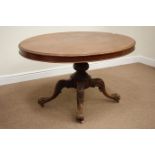 Victorian mahogany loo table, oval tilt top,