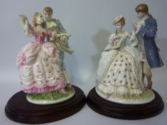 Two Royal Worcester limited edition figures 'The Flirtation' and The Tryst', both no.