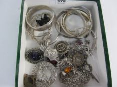 Hallmarked silver and other bangles,