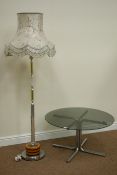 Circular retro glass top table on chrome base D84cm,