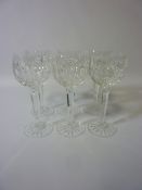 Set of six Waterford cut crystal hock glasses Condition Report <a href='//www.