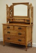Edwardian satin walnut dressing chest fitted with two short and two long drawers below bevelled