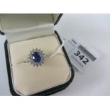 Blue stone cluster dress ring stamped 925