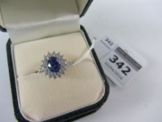 Blue stone cluster dress ring stamped 925