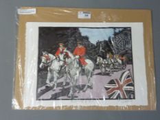 'Royal Ascot at York' limited edition hand coloured woodcut titled,
