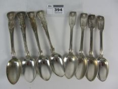 Two sets of four early Victorian silver teaspoons approx 10oz