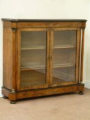 Victorian inlaid amboyna wood and figured walnut glazed pier cabinet,