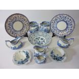 Spode, Royal Crown Derby and other blue and white jugs,