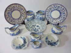 Spode, Royal Crown Derby and other blue and white jugs,