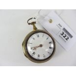 Georgian brass bevel glass pair cased pocket watch Condition Report It is in very