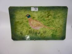 Eskdale Studio rectangular ceramic platter hand painted with a pheasant W34cm Condition