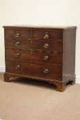 George III mahogany chest fitted with two short and three long oak lined graduating drawers,