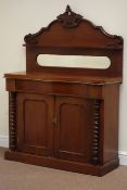 Victorian mahogany mirror back chiffonier fitted with drawer and double cupboard below,