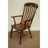 Victorian elm and ash farmhouse chair on turned 'H' stretcher base Condition Report