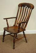 Victorian elm and ash farmhouse chair on turned 'H' stretcher base Condition Report