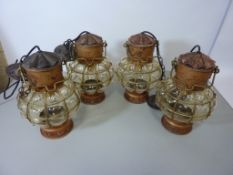 Four ships lanterns converted to ceiling lights H30cm Condition Report <a