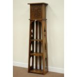 Late 20th century medium oak bookcase clock fitted with two shelves, W46cm, H125cm,