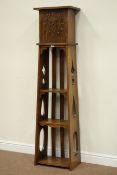 Late 20th century medium oak bookcase clock fitted with two shelves, W46cm, H125cm,