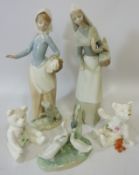 Lladro figure of a lady with a puppy H28cm,