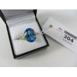 Topaz and diamond rose gold ring hallmarked 9ct