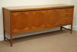 Vintage retro Nathan teak sideboard fitted with central double cupboard,