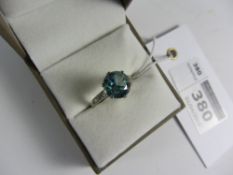 Ice blue zircon ring stamped 18ct