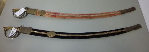 Two mid/late 20th century Indian swords with velvet scabbards Condition Report