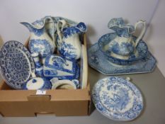 Early - mid 19th century blue and white bowl, 19th century Spode warming plate,