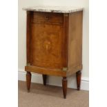 Louis XVI inlaid walnut bedside cabinet enclosed by single door, fitted with single drawer,