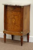 Louis XVI inlaid walnut bedside cabinet enclosed by single door, fitted with single drawer,