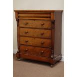 Victorian mahogany Scotch chest fitted with four drawers and top frieze drawer, W108cm, H124cm,