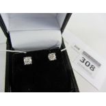 Pair of round brilliant cut diamond stud ear-rings approx 0.