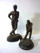 Bronze sculpture of a golfer H25cm and another sculpture Condition Report <a