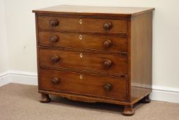 Early 19th century mahogany and mahogany banded chest fitted with four oak sided graduating drawers,