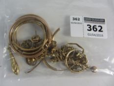 Scrap gold jewellery stamped 375 or hallmarked approx 14gm