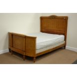 20th century Louis XVI style 4' 9'' large double bedstead with box base and mattress