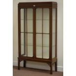 Early 20th century mahogany display cabinet enclosed by two glazed doors,