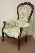 20th century mahogany finish armchair upholstered in patterned cover Condition Report