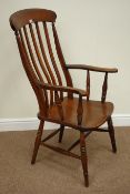 Victorian elm and beech farmhouse chair on turned 'H' stretcher base Condition Report