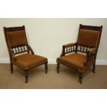 Edwardian walnut upholstered armchair,