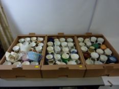 Large collection of late 19th/early 20th century shaving mugs in three boxes