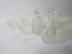 Three Waterford cut crystal hock glasses,