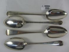 Pair of George III silver tablespoons by William Sumner & Richard Crossley London and an early