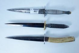 Two Fairbairn-Sykes type commando knives with 17.