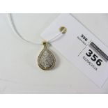 Diamond cluster gold pendant approx total 1 carat hallmarked 9ct