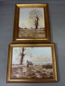 Homeward Bound, two autumnal oils on board signed by Arthur Lockie (1948-),