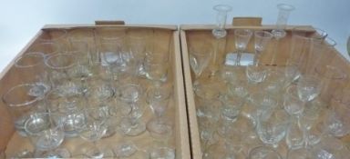 Georgian and Victorian rummers and wine glasses in two boxes