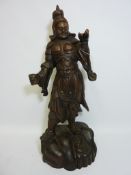 Carved wood figure of a Chinese warrior H62cm