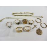 Gold jewellery, stone set rings hallmarked 9ct, 14ct and stamped 18ct approx 30.