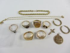 Gold jewellery, stone set rings hallmarked 9ct, 14ct and stamped 18ct approx 30.